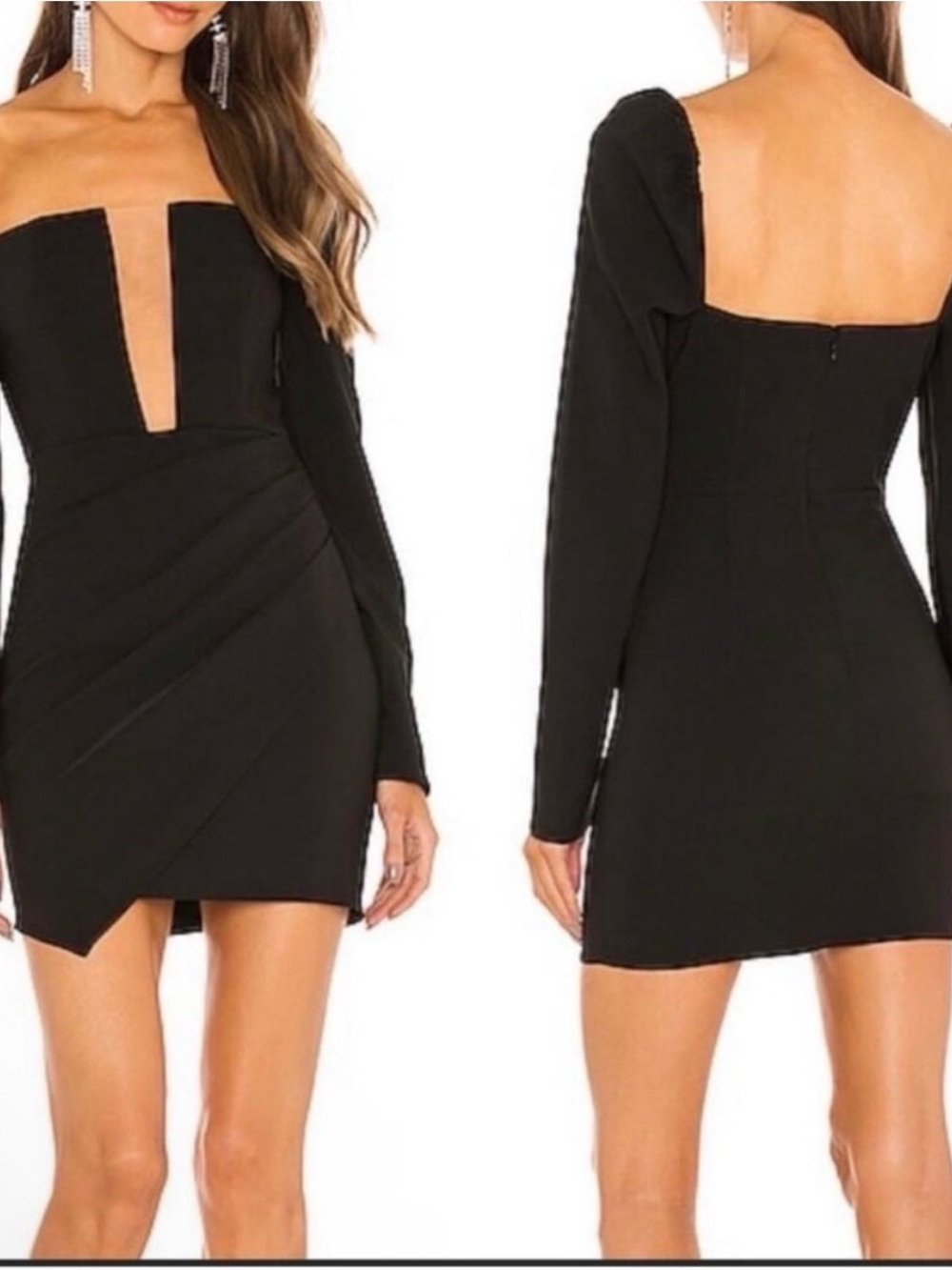Michael Costello x REVOLVE Racquel Mini Dress in Black Size Small NEW